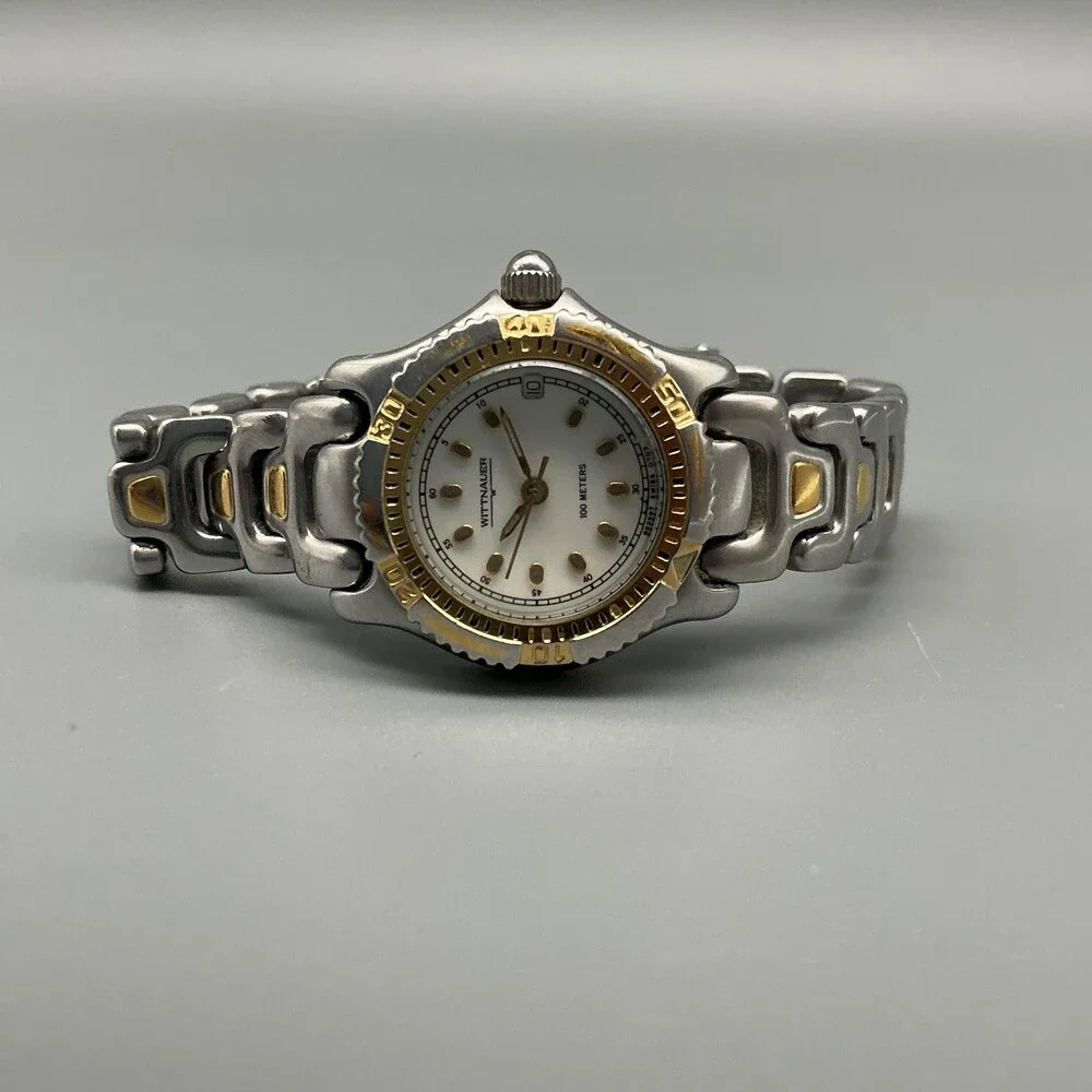 Vintage Wittnauer Womens Watch 24mm White Dial Two Tone 100m New Battery 6